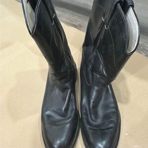 Black Leather Cowboy Boots